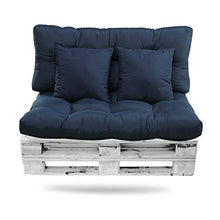 BCASE Cuscino per Pallet in Fibra Pack + Cuscino Schienale per Pallet Imbottiti, Cuscino Imbottito, Include Cuscino Schienale E Sedile, Ideale per Giardino, Terrazza, Blu Navy