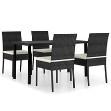 SKM Set da Pranzo da Giardino 5 pz in Polyrattan Nero (39.95kg)