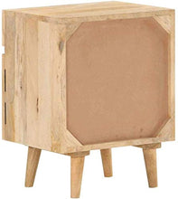 H-CAR Comodino Mobile Letto con 1 Anta e 1 Cassetto 40x35x54 Cm in Massello di Mango
