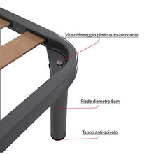 SomnusSana - Rete in Ferro con Piedi e Doghe in Legno cm 120x195 H40 una piazza misura personalizzata