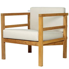 Teako Design Poltrona lounge Pusiano con cuscini in legno di teak non trattato, resistente alle intemperie, robusta sedia da terrazzo