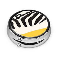 Zebra - Contenitore rotondo per pillole con 3 scomparti, in metallo, per medicina, vitamina