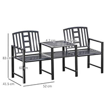 Panchina 2 Posti da Giardino 165x52x83 cm con Tavolino Nera