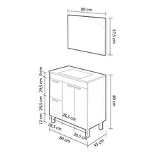 ARKITMOBEL Aktiva Set Mobile Bagno e Specchio, melammina, Grigio Cenere, 80 x 80 x 45 cm