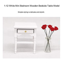 Mini comodino, 1:12 Mini manufatti per l'arredamento camera da letto bianca Comodino in legno modello