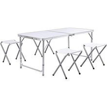 Rund Tabella De Camping En Alluminio avec 4 Tabouret Plants(Color:Bianca)