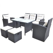 FAMIROSA Set da Pranzo da Giardino 6 pz con Cuscini in Polyrattan Nero