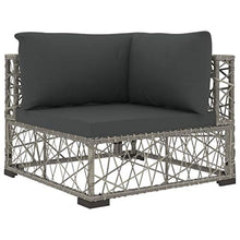 SKM Set Divani da Giardino 10 pz con Cuscini in Polyrattan Grigio D