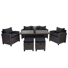 Mendler Salottino da Giardino con Tavolo e 2X Pouf HWC-E95 polyrattan Grigio Cuscini Antracite