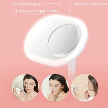 Specchio LED 10 W Ricarica Wireless Lente d'Ingrandimento 5X Luminosità a 6 Livelli Touch Dimming 3W Audio Connessione Bluetooth Angolo Regolabile di 180 °