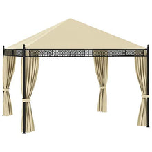 vidaXL Gazebo con Tende 3,5x3,5x3,1 m Crema in Polyrattan 140g/m²