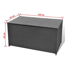 Oushome Baule da Giardino Nero 120x50x60 cm in Polyrattan