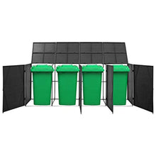 Oushome Copribidone Quadruplo Spazzatura Nero 305x78x120 cm Polyrattan