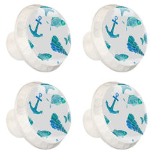 Maniglie per cassetti Manopole per cassetti Manopole rotonde Confezione da 4 per armadietto, cassetti, cassettiere, cassettiere ecc. Marinaio di ancore di conchiglie di pesce