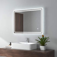EMKE Specchio bagno LED, 90 x 70 cm, con illuminazione, luce bianca fredda, specchio da parete con interruttore touch, protezione IP44, a risparmio energetico