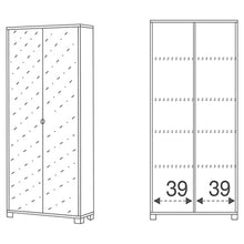 iperbriko Armadio Multiuso Slim Due Ante a Specchio Otto Ripiani Titanio 83x29x h190 cm