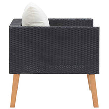 Tidyard Divano da Giardino Singolo con Cuscini in Polyrattan Nero