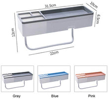 Scaffale A Parete In Plastica Ventosa Scaffale Per Bagno Sciampo Contenitore Cosmetico Accessori Da Bagno Multifunzione 31.5x12cm Grigio