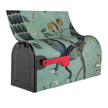 Un Teal Of Bird Chinoiserie magnetico dal design unico, copre la cassetta delle lettere per giardino, cortile, dimensioni standard 53 x 45 cm