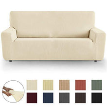 Eiffel Textile Funda Sofa Elastica Protector Adaptable Rústica Fodera per Divano, 94% Poliestere, 6% Elastan, Avorio, 3 Posti - Arredi Casa