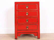 Yajutang - Cassettiera cinese in legno massiccio, colore: rosso