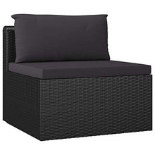 SKM Set Divani da Giardino 7 pz con Cuscini in Polyrattan Nero (79.8kg)