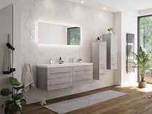 Set di mobili da bagno Persepolis XL grigio cemento con 2 colonne e specchio LED