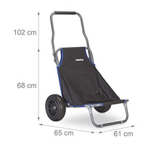 Relaxdays Carrellino Pieghevole, Sedia da Spiaggia con Ruote, max. 100 kg ca, Carrello Grande da Mare, Nero, acciaio, poliestere, gomma, 1 pz