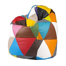 Ecopuf Poltrona Sacco XL Mix Ecopelle Pouf Imbottito Patchwork Design a Triangoli in Pelle Sintetica 85x135Cm - Arredi Casa