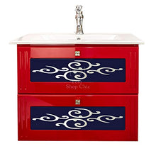 Shop Chic Mobile Bagno sospeso 75 cm Finitura Laccata in Rosso con lavabo in Ceramica Stile Ultra Moderno