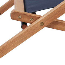vidaXL Sdraio Pieghevole in Legno e Tessuto Blu Sedia da Spiaggia Prendisole