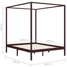 SKM Giroletto a Baldacchino Marrone Scuro Massello Pino 180x200 cm