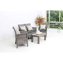 Set salottino da giardino con divanetto due posti e due poltroncine in resina resistente