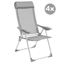 TecTake Set di 4 Alluminio sedie da Giardino Pieghevole con braccioli Grigio