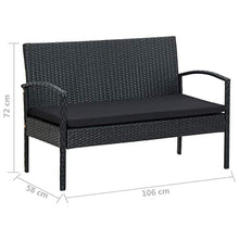 vidaXL Set Divani da Giardino 4 pz con Cuscini in Polyrattan Nero