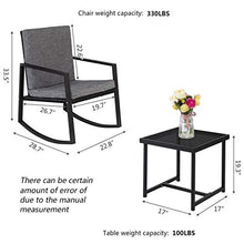 LUGEUK Sedia a Dondolo a 3 Pezzi Set di mobili da Esterno per Esterni, Coperchio di Conversazione per Sedia in Rattan, tavolino in Vetro (Nero)