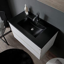 Kiamami Valentina MOBILE BAGNO SOSPESO 80CM GRIGIO CHIARO CON LAVABO NERO OPACO | BERLIN