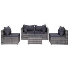 Tidyard Set Divani da Giardino 5 pz con Cuscini in Polyrattan,Poltrone e Tavolino Grigio
