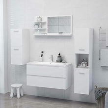 Festnight Specchio da Bagno, Specchio per Bagno da Parete, Specchio Bagno con Mensole 90x10,5x45 cm in Truciolato Bianco