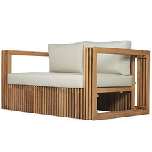 Divano lounge Loppio a 2 posti, in legno di teak massiccio, con cuscini
