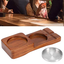 Vassoio in vetro da whisky, vassoio portatile durevole per tazza da whisky, porta sigari comodo vassoio in legno rustico per(Square (with ashtray))