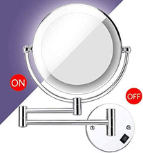 WZDD Specchio da Trucco da Parete, Specchio Ingranditore 10x, 8 Pollice Specchio Cosmetico Illuminato, Doppio Lato Specchio per Bagno, 360° Girevole E Rotondo
