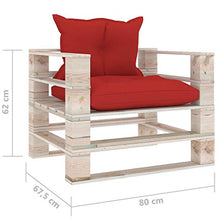 vidaXL Divano da Giardino in Pallet con Cuscini Rossi in Legno di Pino