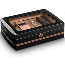 SCDZS Glass Window Trasparente Cigar Box - igrometro e umidificatore Transparent Glass Window Cigar Box Valigia Cigar Box Portatile