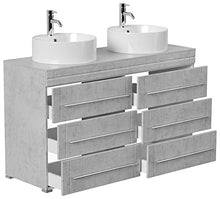 Mobile bagno a terra Memoria Modern grigio cemento con lavabi appoggiati