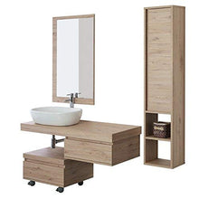 FERIDRAS Mobile Bagno Sospeso Rovere Moderno MOD. Shelf L.120xp.50xh.8 con Lavabo E Specchio