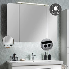 FACKELMANN - Set di 4 mobili da bagno Milano, da appendere, in ceramica, 110 cm e armadietto a specchio a LED