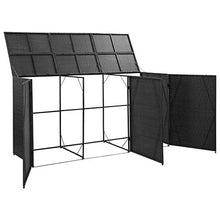 OUSEE Copribidone Triplo Spazzatura Nero 229x78x120 cm in Polyrattan