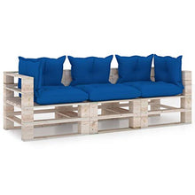 vidaXL Divano da Giardino Pallet 3 Posti con Cuscini in Legno di Pino