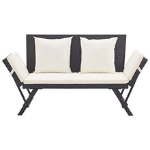 Tidyard Panchina da Giardino con Cuscini 176 cm Nera in Polyrattan, Panchina da Giardino, Panchina da Esterno